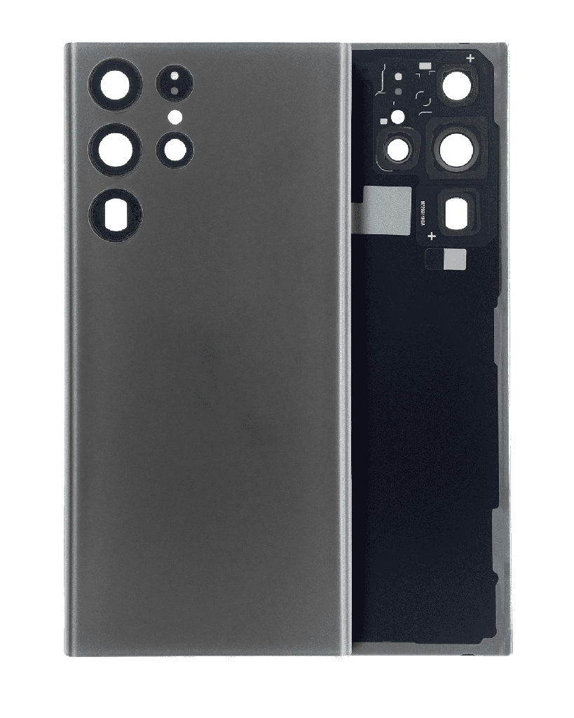Back Cover Glass With Camera Lens Compatible For Samsung Galaxy S22 Ultra 5G (No Logo) (Aftermarket Plus) (Graphite)