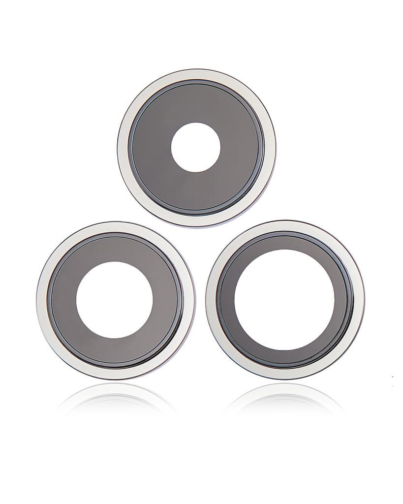 Back Camera Lens With Bracket &amp; Bezel Compatible For iPhone 14 Pro / 14 Pro Max (Silver) (3 Piece Set) (Aftermarket Plus)