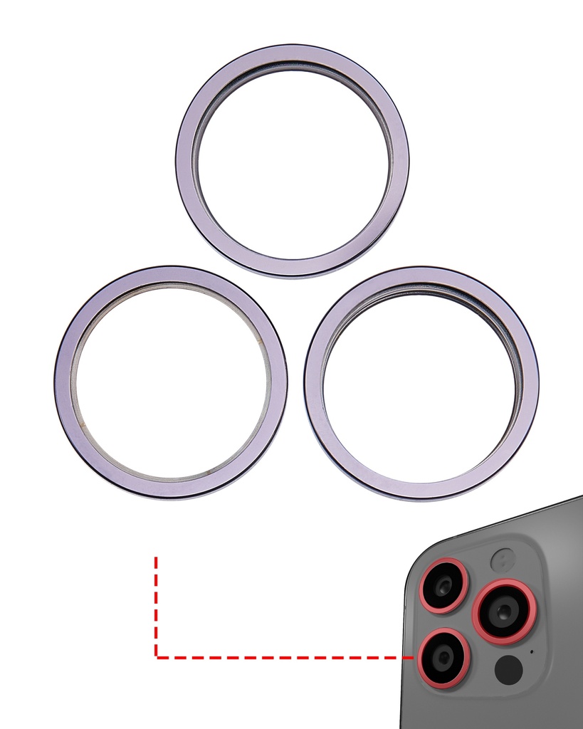 Back Camera Bezel Ring Only Compatible For iPhone 14 Pro / 14 Pro Max (Deep Purple) (3 Piece Set)