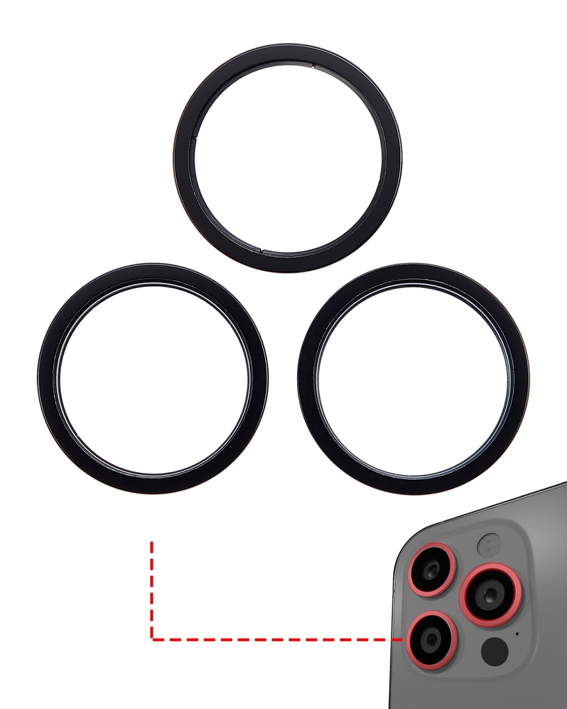 Back Camera Bezel Ring Only Compatible For iPhone 14 Pro / 14 Pro Max (Space Black) (3 Piece Set)