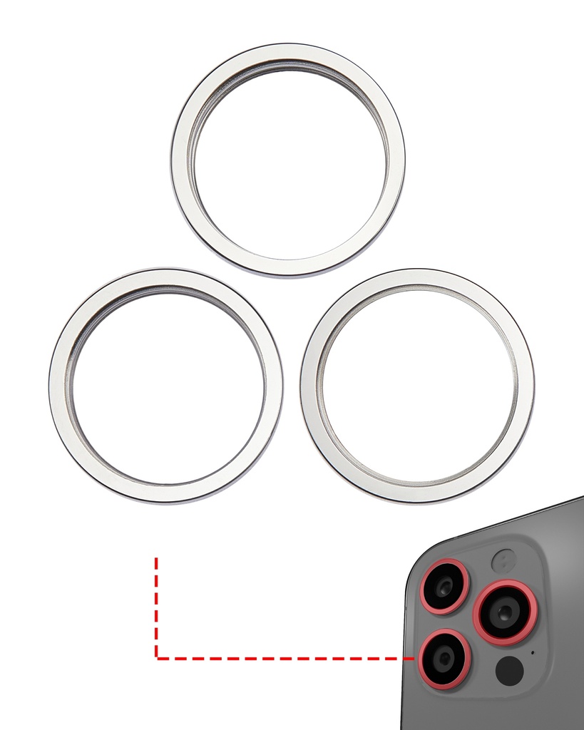 Back Camera Bezel Ring Only Compatible For iPhone 14 Pro / 14 Pro Max (Silver) (3 Piece Set)