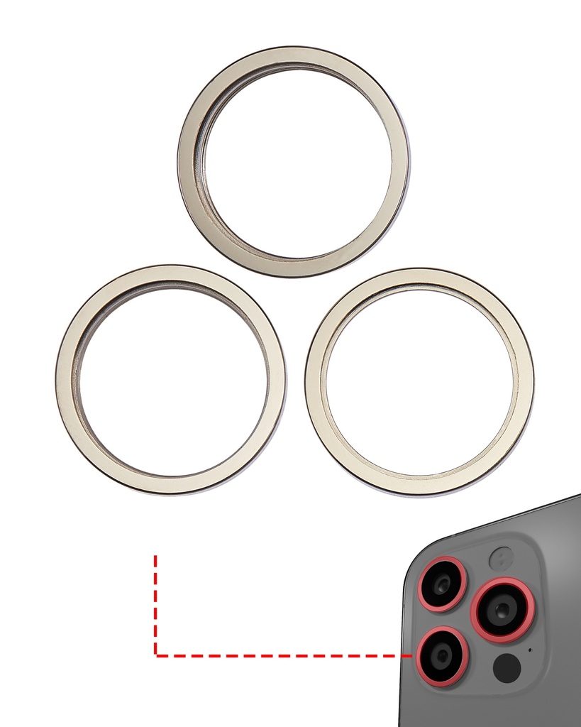 Back Camera Bezel Ring Only Compatible For iPhone 14 Pro / 14 Pro Max (Gold) (3 Piece Set)