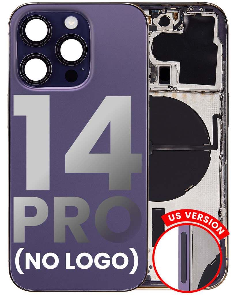 Back Housing W/ Small Pre-Installed Compatible For iPhone 14 Pro (U.S Version) (No Logo) (Aftermarket Plus) (Deep Purple)