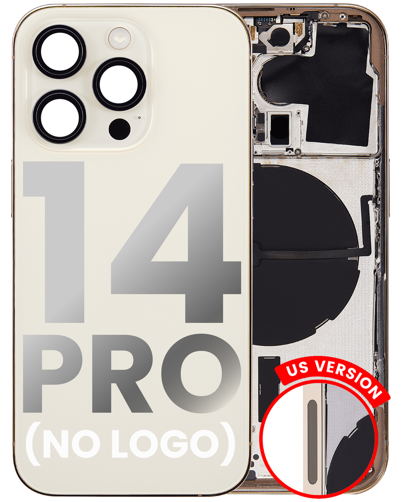 Back Housing W/ Small Pre-Installed Compatible For iPhone 14 Pro (U.S Version) (No Logo) (Aftermarket Plus) (Gold)