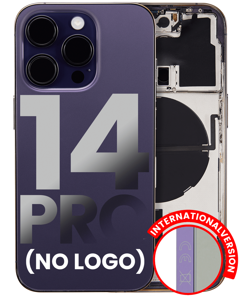 Back Housing W/ Small Pre-Installed Compatible For iPhone 14 Pro (International Version) (No Logo) (Aftermarket Plus) (Deep Purple)