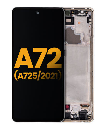 OLED Assembly With Frame Compatible For Samsung A72 (A725/2021) (Refurbished) (Awesome White)