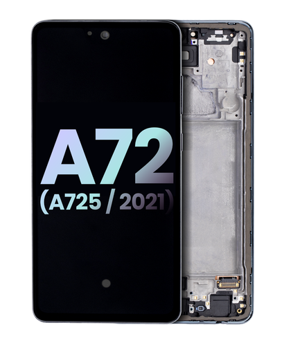 OLED Assembly With Frame Compatible For Samsung A72 (A725/2021) (Service Pack) (Awesome Black)