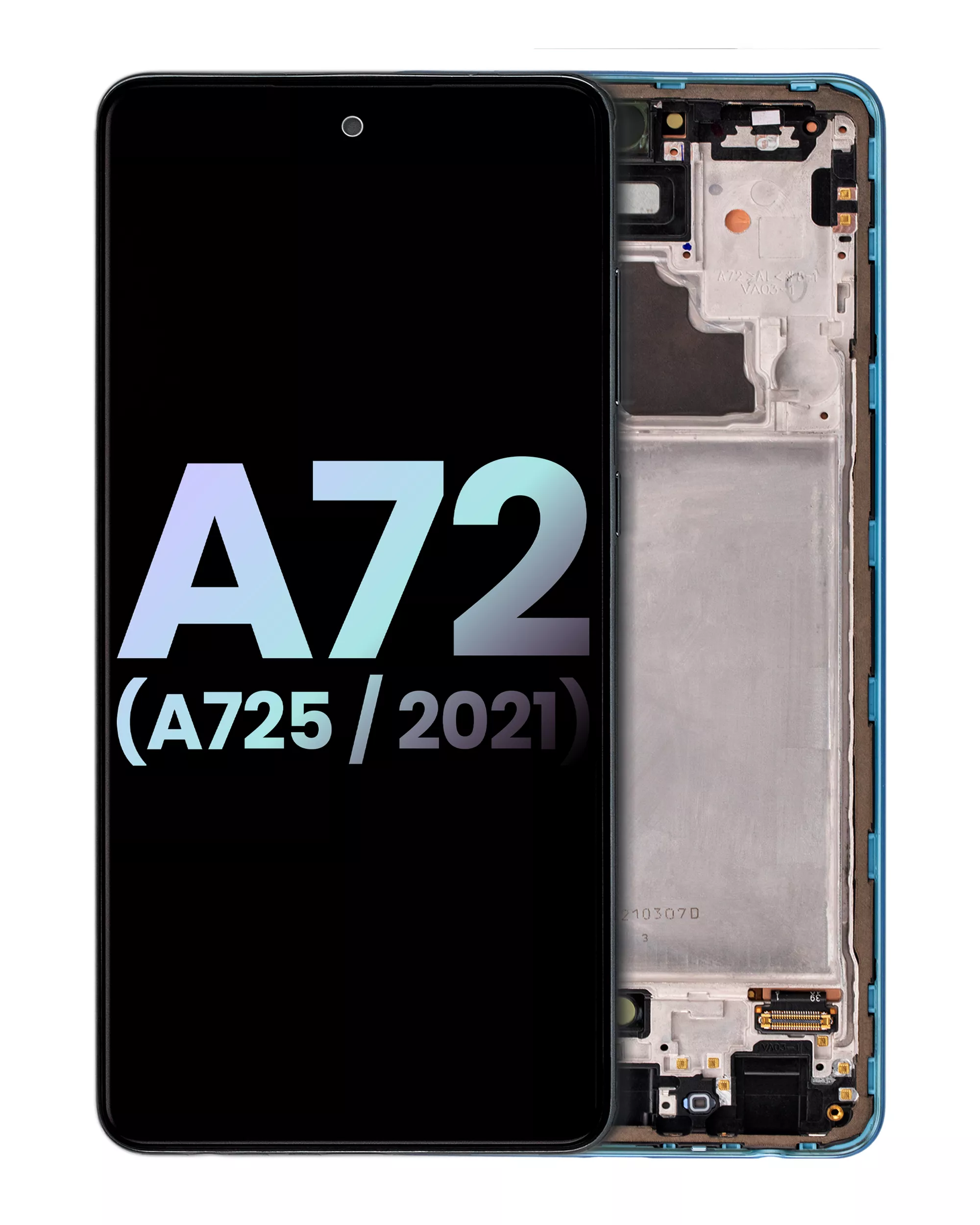 OLED Assembly With Frame Compatible For Samsung A72 (A725/2021) (Service Pack) (Awesome Blue)