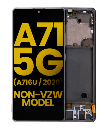 OLED Assembly With Frame Compatible For Samsung Galaxy A71 5G (A716U/2020) (Refurbished) (Prism Cube Black)