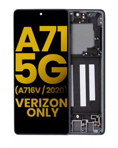 OLED Assembly With Frame Compatible For Samsung Galaxy A716V (A716V/2020) (Verizon 5G UW Frame Only) (Refurbished) (Prism Cube Black)