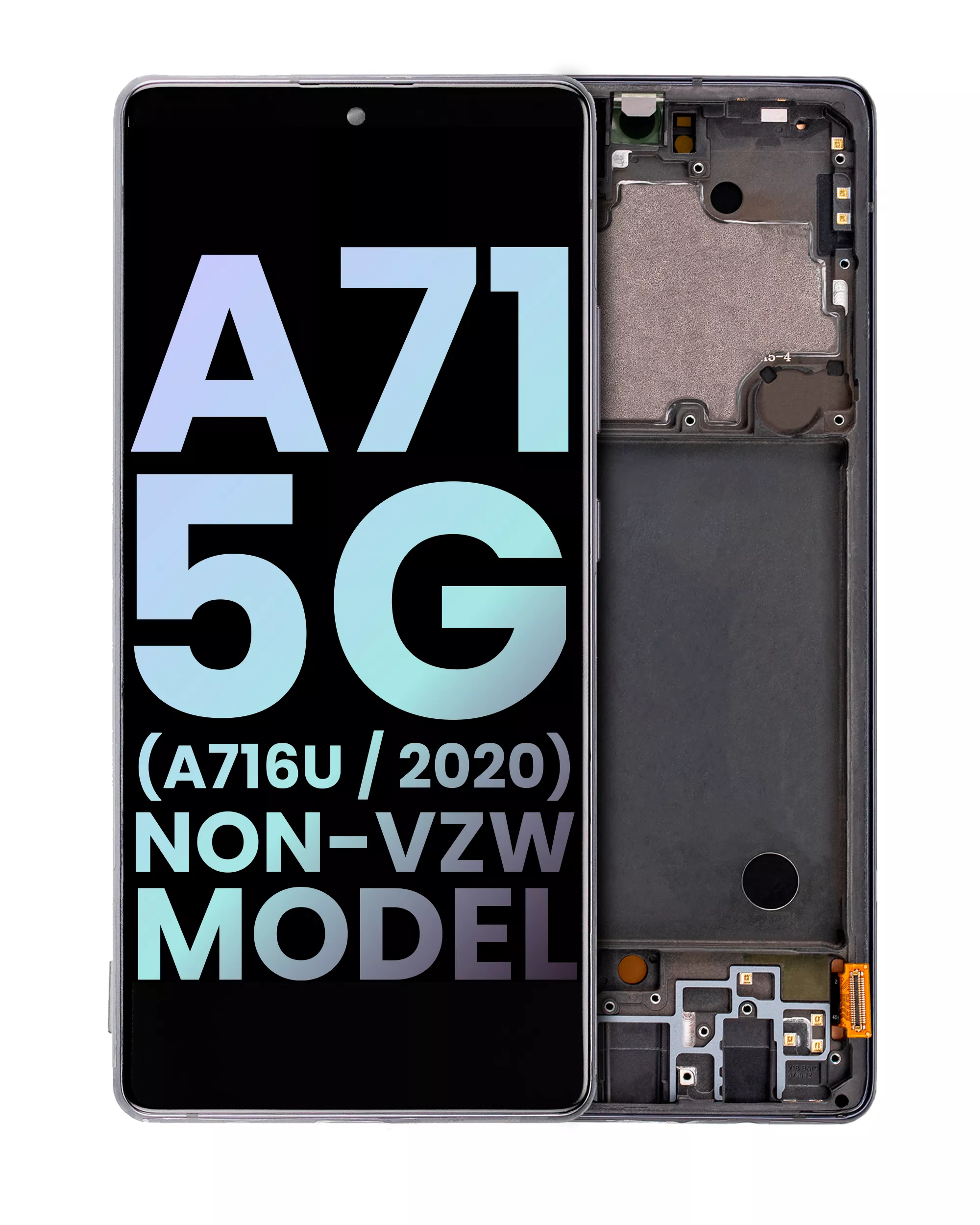 OLED Assembly With Frame Compatible For Samsung Galaxy A71 5G (A716U/2020) (Service Pack) (Prism Cube Black)