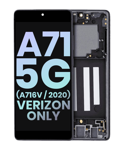 OLED Assembly With Frame Compatible For Samsung Galaxy A71 5G (A716V/2020) (Verizon 5G UW Frame Only) (Service Pack) (Prism Cube Black)