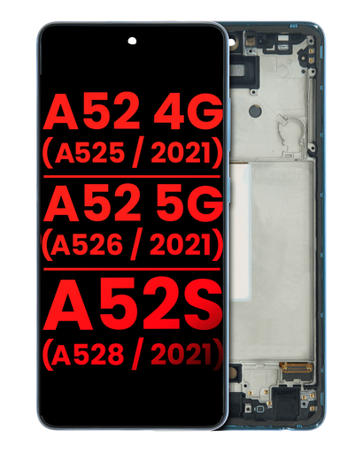 OLED Assembly With Frame Compatible For Samsung Galaxy A52 4G (A525/2021)/A52 5G (A526/2021)/A52S 5G (A528/2021) (6.36&quot;) (Aftermarket Plus) (Awesome Blue)