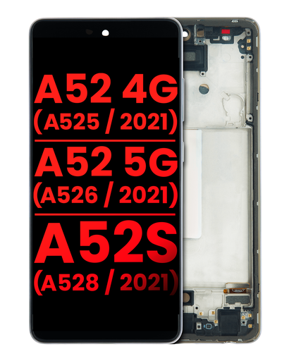 OLED Assembly With Frame Compatible For Samsung Galaxy A52 4G (A525/2021)/A52 5G (A526/2021)/A52S 5G (A528/2021) (6.36&quot;) (Aftermarket Plus) (Awesome White)