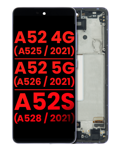 OLED Assembly With Frame Compatible For Samsung Galaxy A52 4G (A525/2021)/A52 5G (A526/2021)/A52S 5G (A528/2021) (6.36&quot;) (Aftermarket Plus) (Awesome Violet)