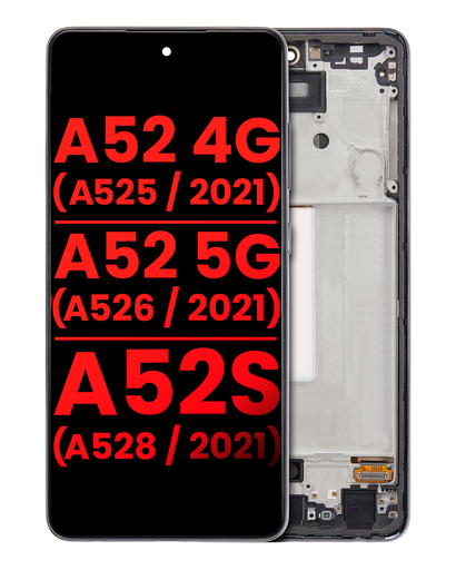 OLED Assembly With Frame Compatible For Samsung Galaxy A52 4G (A525/2021)/A52 5G (A526/2021)/A52S 5G (A528/2021) (6.36&quot;) (Aftermarket Plus) (Awesome Black)