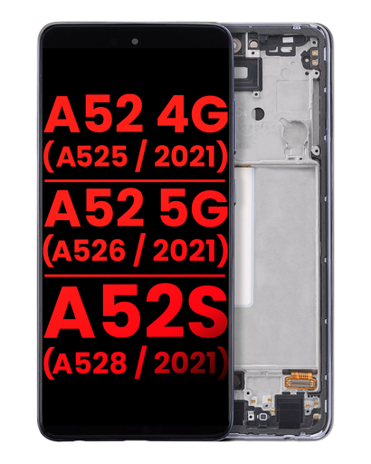 OLED Assembly With Frame Compatible For Samsung Galaxy A52 4G (A525/2021)/A52 5G (A526/2021)/A52S 5G (A528/2021) (6.46&quot;) (Aftermarket Plus) (Awesome Purple)