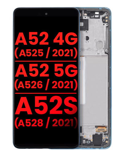 OLED Assembly With Frame Compatible For Samsung Galaxy A52 4G (A525/2021)/A52 5G (A526/2021)/A52S 5G (A528/2021) (6.46&quot;) (Aftermarket Plus) (Awesome Blue)
