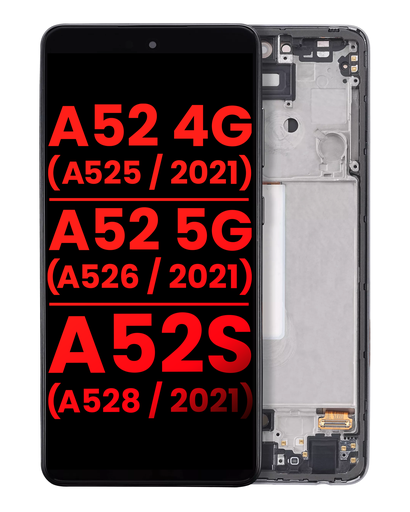 OLED Assembly With Frame Compatible For Samsung Galaxy A52 4G (A525/2021)/A52 5G (A526/2021)/A52S 5G (A528/2021) (6.46&quot;) (Aftermarket Plus) (Awesome Black)