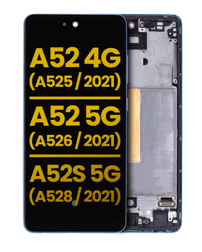 OLED Assembly With Frame Compatible For Samsung Galaxy A52 4G (A525/2021)/A52 5G (A526/2021)/A52S 5G (A528/2021) (Refurbished) (Awesome Blue)