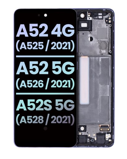 OLED Assembly With Frame Compatible For Samsung Galaxy A52 4G (A525/2021)/A52 5G (A526/2021)/A52S 5G (A528/2021) (Service Pack) (Awesome Violet)