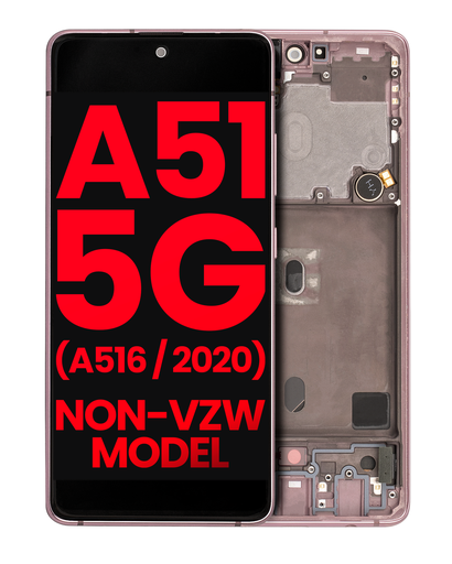 OLED Assembly With Frame Compatible For Samsung Galaxy A51 5G (A516/2020) (Non-Verizon 5G UW Frame) (6.46&quot;) (Aftermarket Plus) (Prism Cube Pink)