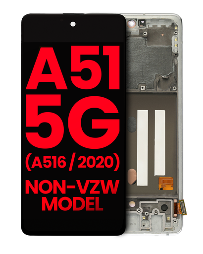 OLED Assembly With Frame Compatible For Samsung Galaxy A51 5G (A516/2020) (Non-Verizon 5G UW Frame) (6.46&quot;) (Aftermarket Plus) (Prism Cube White)