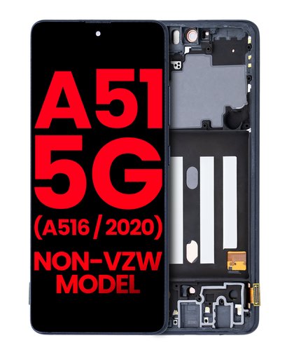 OLED Assembly With Frame Compatible For Samsung Galaxy A51 5G (A516/2020) (Non-Verizon 5G UW Frame) (6.46&quot;) (Aftermarket Plus) (Prism Cube Black)