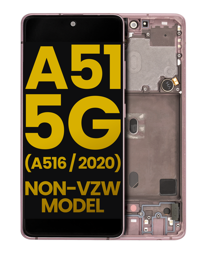 OLED Assembly With Frame Compatible For Samsung Galaxy A51 5G (A516/2020) (Non-Verizon 5G UW Frame) (Refurbished) (Prism Cube Pink)