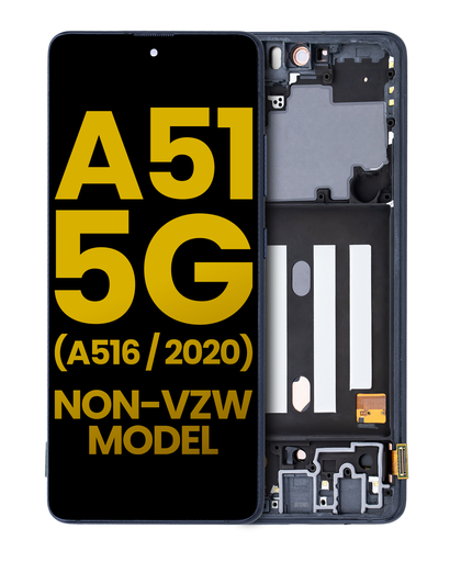 OLED Assembly With Frame Compatible For Samsung Galaxy A51 5G (A516/2020) (Non-Verizon 5G UW Frame) (Refurbished) (Prism Cube Black)