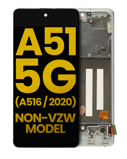 OLED Assembly With Frame Compatible For Samsung Galaxy A51 5G (A516/2020) (Non-Verizon 5G UW Frame) (Refurbished) (Prism Cube White)