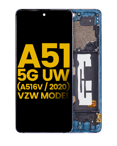 OLED Assembly With Frame Compatible For Samsung Galaxy A51 5G UW (A516V/2020) (Verizon 5G UW Frame Only) (Refurbished) (Prism Bricks Blue)