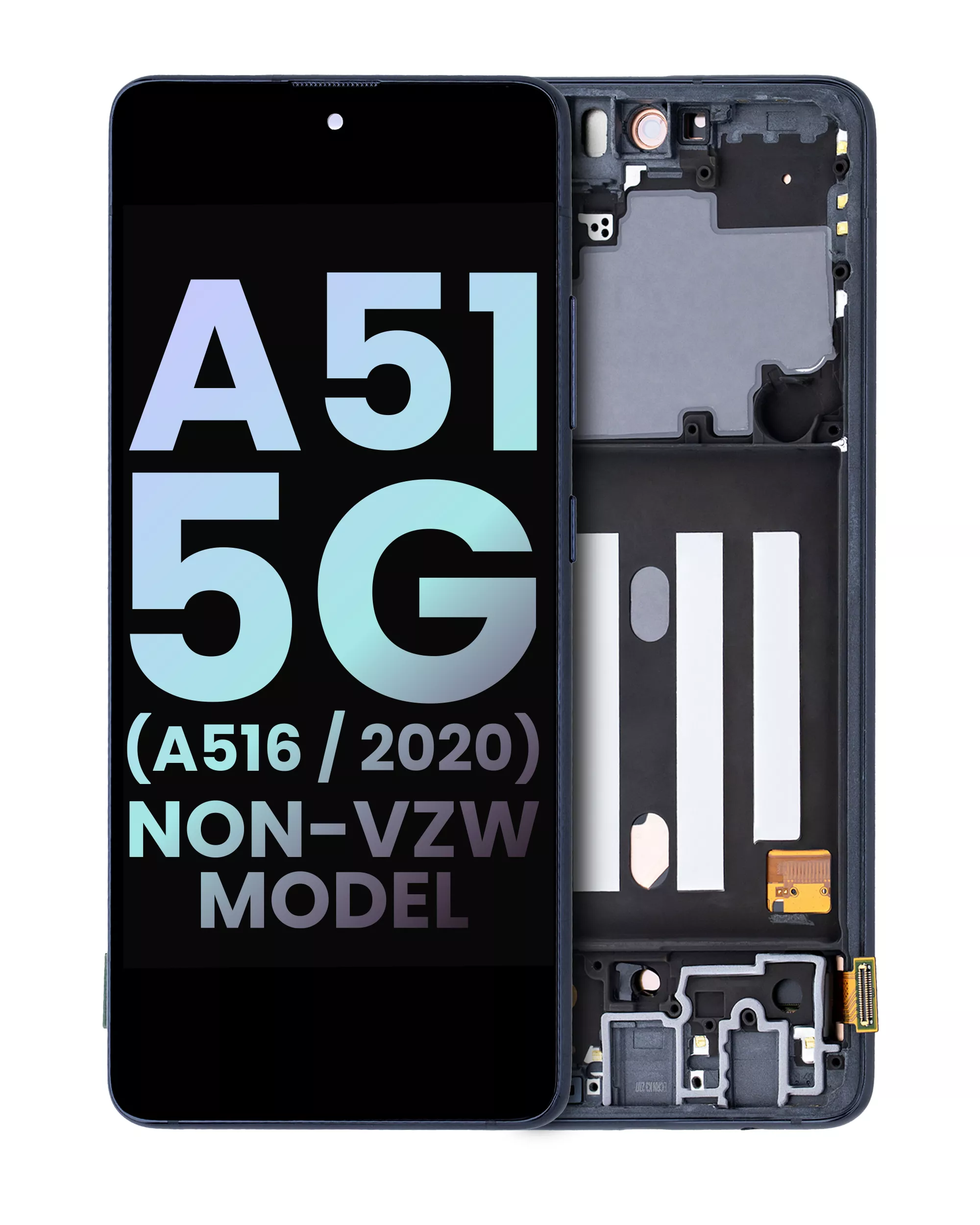 OLED Assembly With Frame Compatible For Samsung Galaxy A51 5G (A516/2020) (Non-Verizon 5G UW Frame) (Service Pack) (Prism Cube Black)