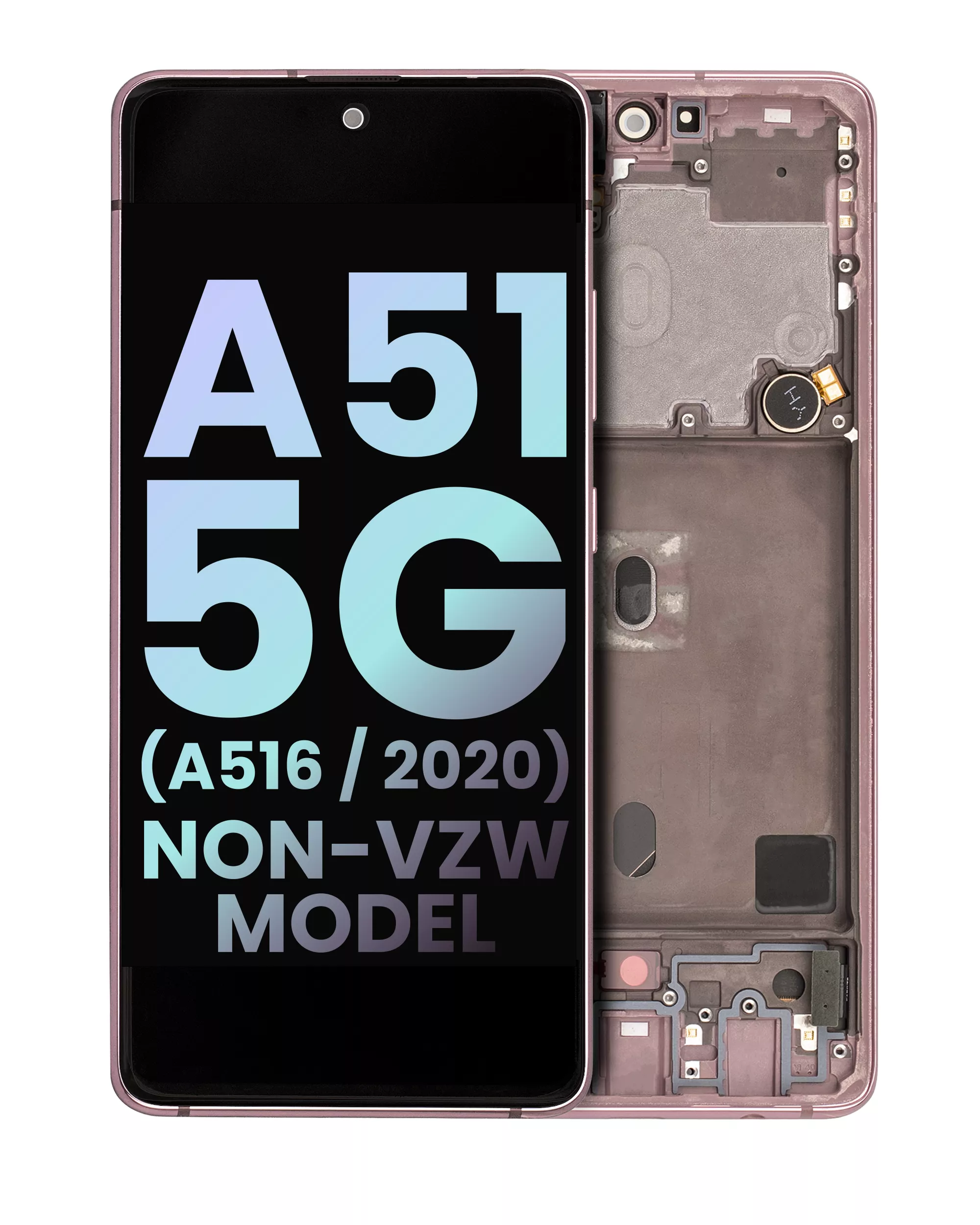 OLED Assembly With Frame Compatible For Samsung Galaxy A51 5G (A516/2020) (Non-Verizon 5G UW Frame) (Service Pack) (Prism Cube Pink)
