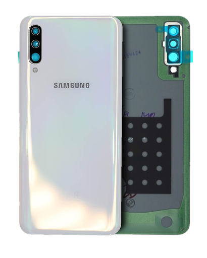 Back Cover Glass With Camera Lens Compatible For Samsung Galaxy A50 (A505/2019) (Service Pack) (White)