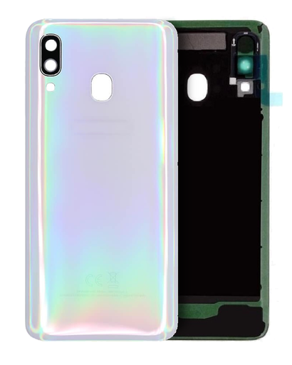 Back Cover Glass With Camera Lens Compatible For Samsung Galaxy A40 (A405/2019) (Service Pack) (White)