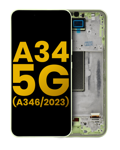 OLED Assembly With Frame Compatible For Samsung Galaxy A34 5G (A346/2023) (Refurbished) (Lime)