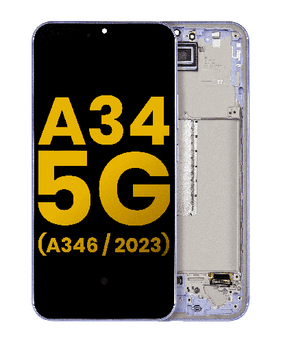 OLED Assembly With Frame Compatible For Samsung Galaxy A34 5G (A346/2023) (Refurbished) (Violet)
