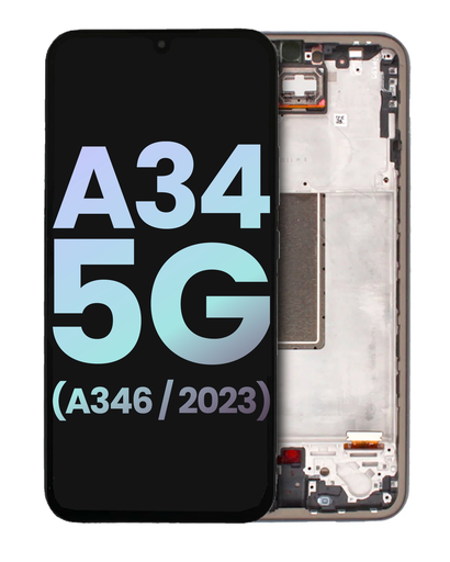 OLED Assembly With Frame Compatible For Samsung Galaxy A34 5G (A346/2023) (Service Pack) (Graphite)