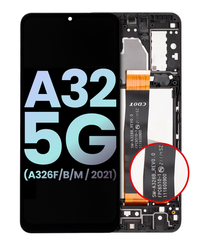 LCD Assembly With Frame Compatible For Samsung Galaxy A32 5G (A326F/B/M/2021) (International Dual Sim Model) (Service Pack) (Awesome Black)