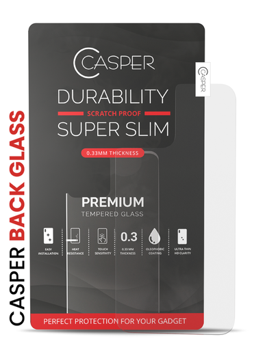 Casper Tempered Glass (Back Glass) Compatible For iPhone 12 (Retail Pack) (Clear)