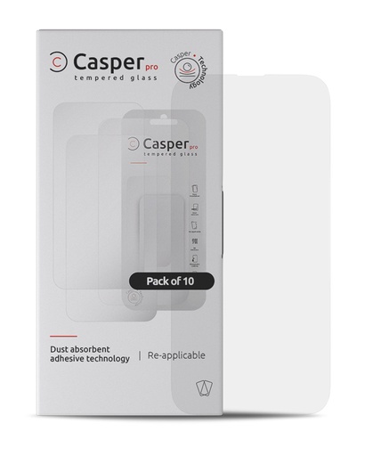 Casper Pro Tempered Glass Compatible For iPhone 15 Pro (10 Pack) (Clear)