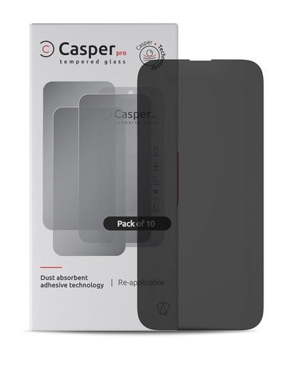 Casper Pro Tempered Glass Compatible For iPhone 15 Pro (10 Pack) (Privacy)