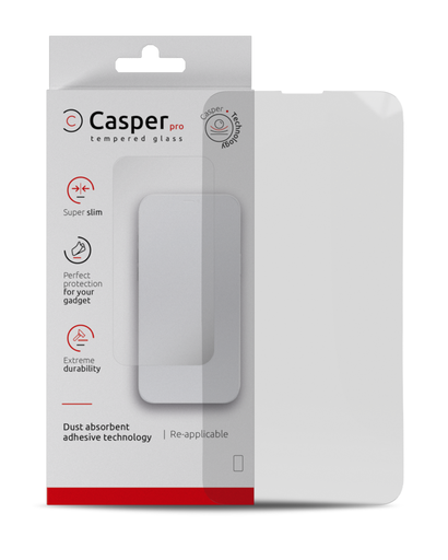 Casper Pro Tempered Glass Compatible For iPhone 15 Plus / 16 Plus (Retail Pack) (Clear)