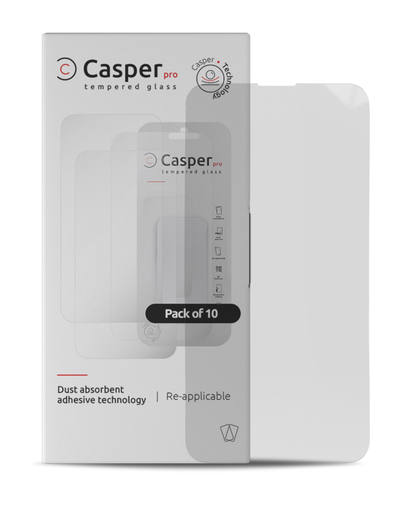 Casper Pro Tempered Glass Compatible For iPhone 15 Plus / 16 Plus (10 Pack) (Clear)