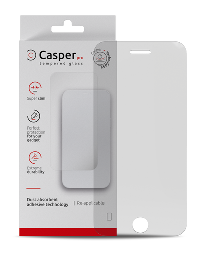 Casper Pro Tempered Glass Compatible For iPhone 6 Plus / 6S Plus / 7 Plus / 8 Plus (Retail Pack) (Clear)