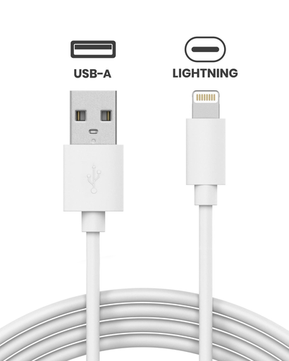USB-A to Lightning Cable (3ft.) For iPhone / iPad (OEM Pull Grade: A/B) (10 Pack)