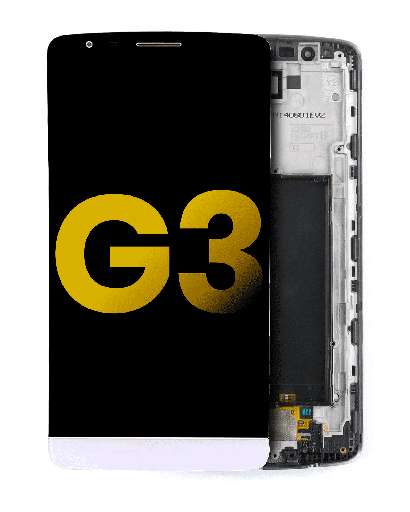 LCD Assembly With Frame Compatible For LG G3 (Refurbished) (White)