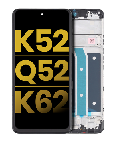 LCD Assembly With Frame Compatible For LG K52 / Q52 / K62 (Refurbished) (Black)