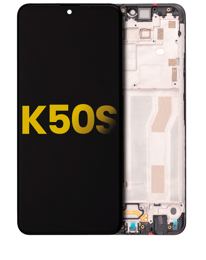 LCD Assembly With Frame Compatible For LG K50s (Refurbished) (Black)